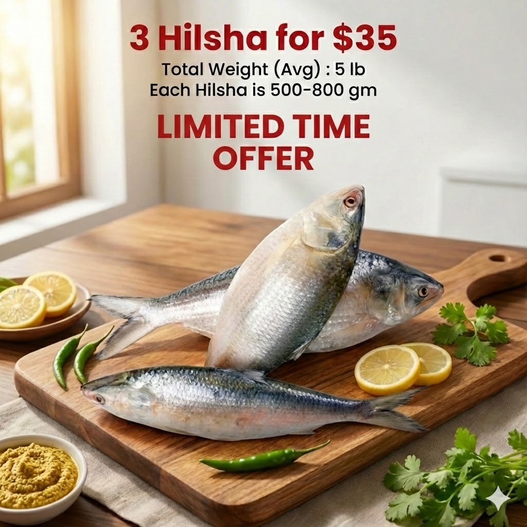 Three(3) Hilsha for $35 – Hilsha (Ilish) Fish (3 pc) 500/800gm