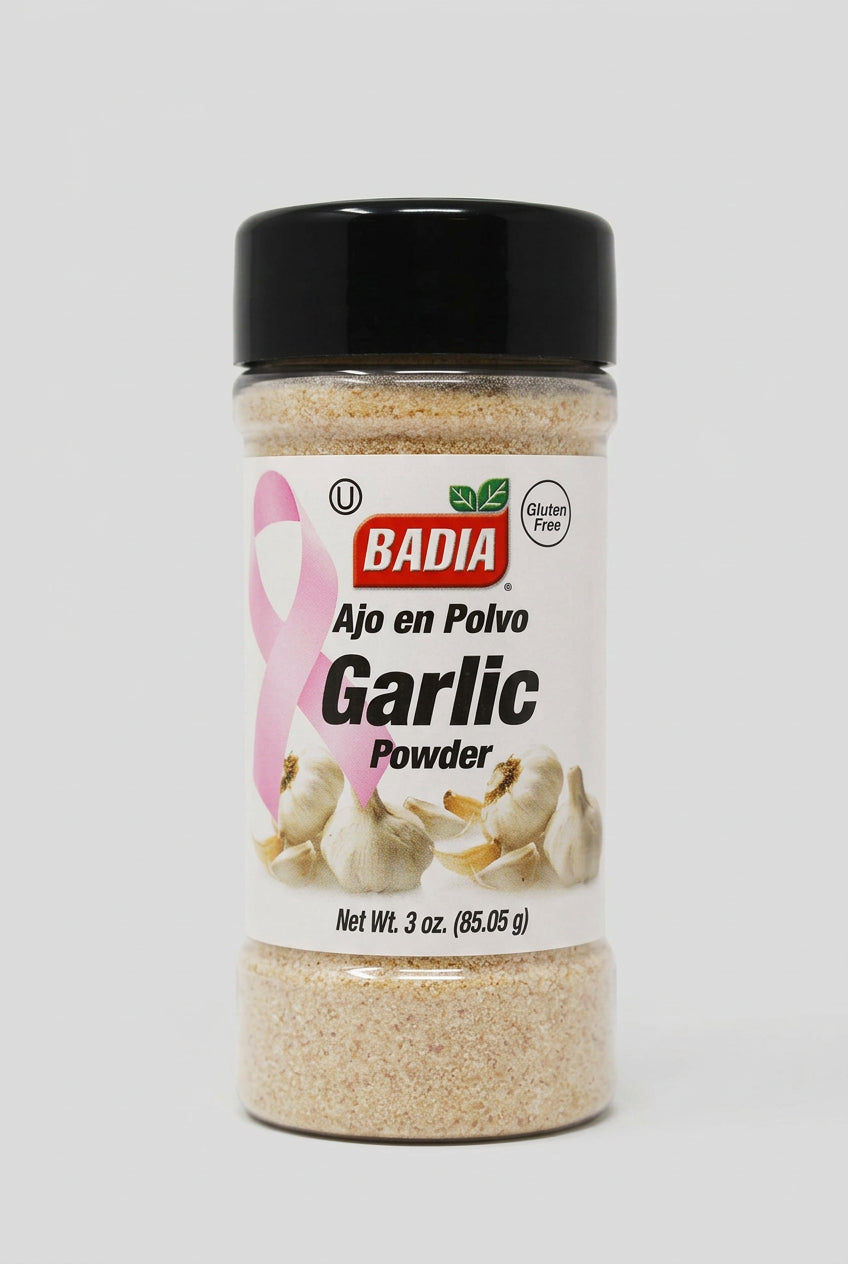 Badia Garlic Powder container on a white background