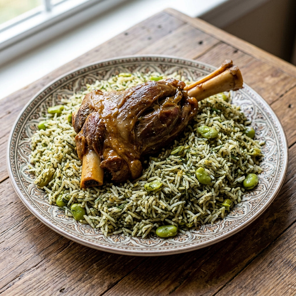 Baghali Polo with Lamb Shank