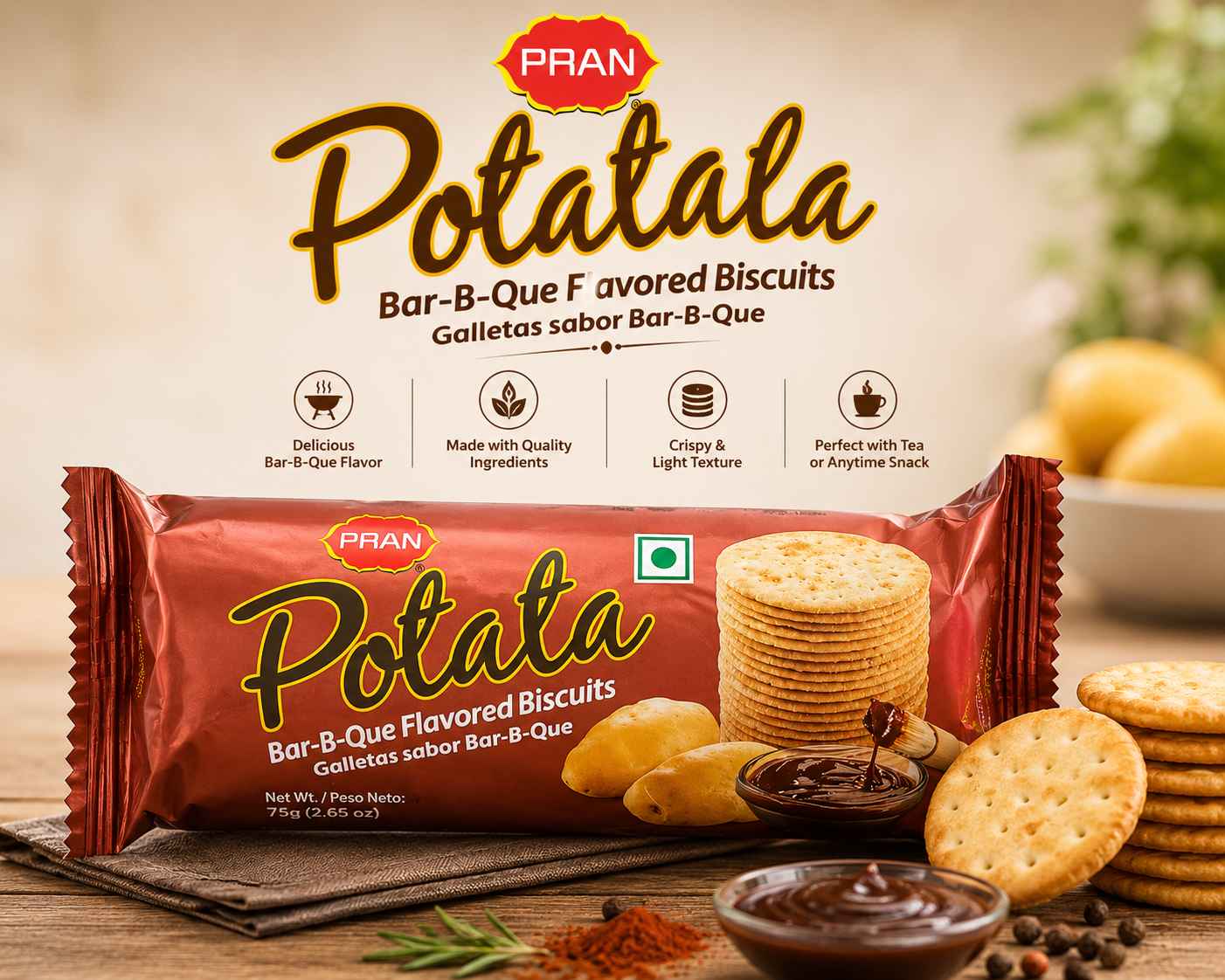 Pran Potata Biscuit (BBQ)-100 gm-NYC