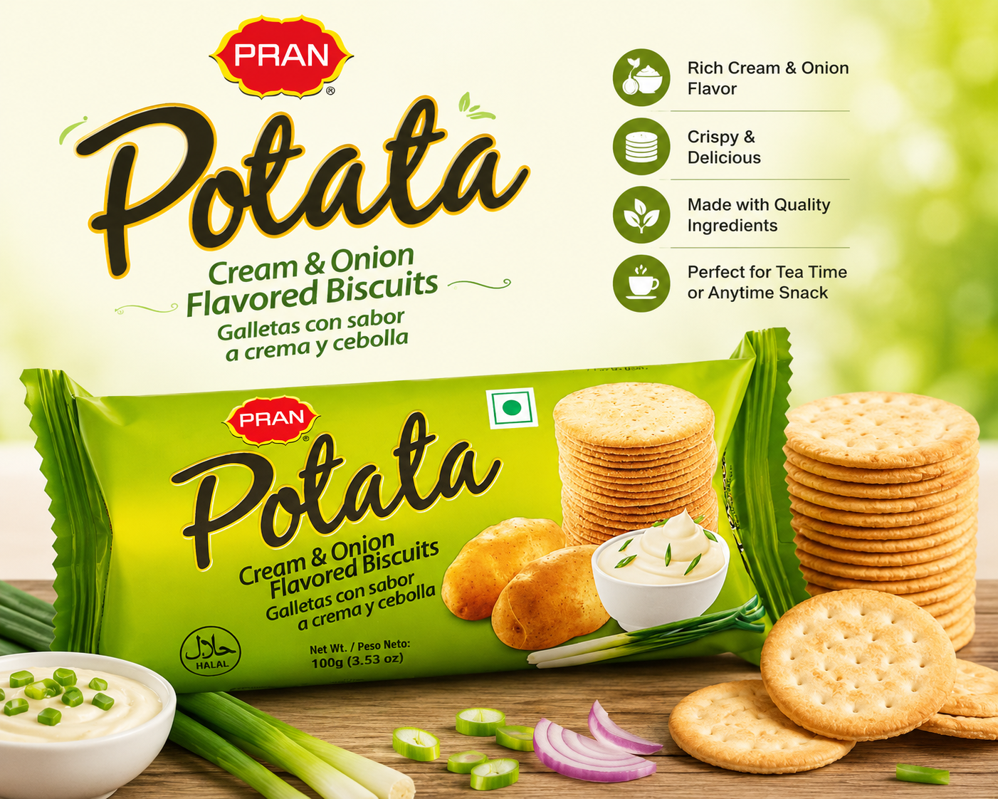 Pran Potata Biscuit ( Cream & Onion)-100gm