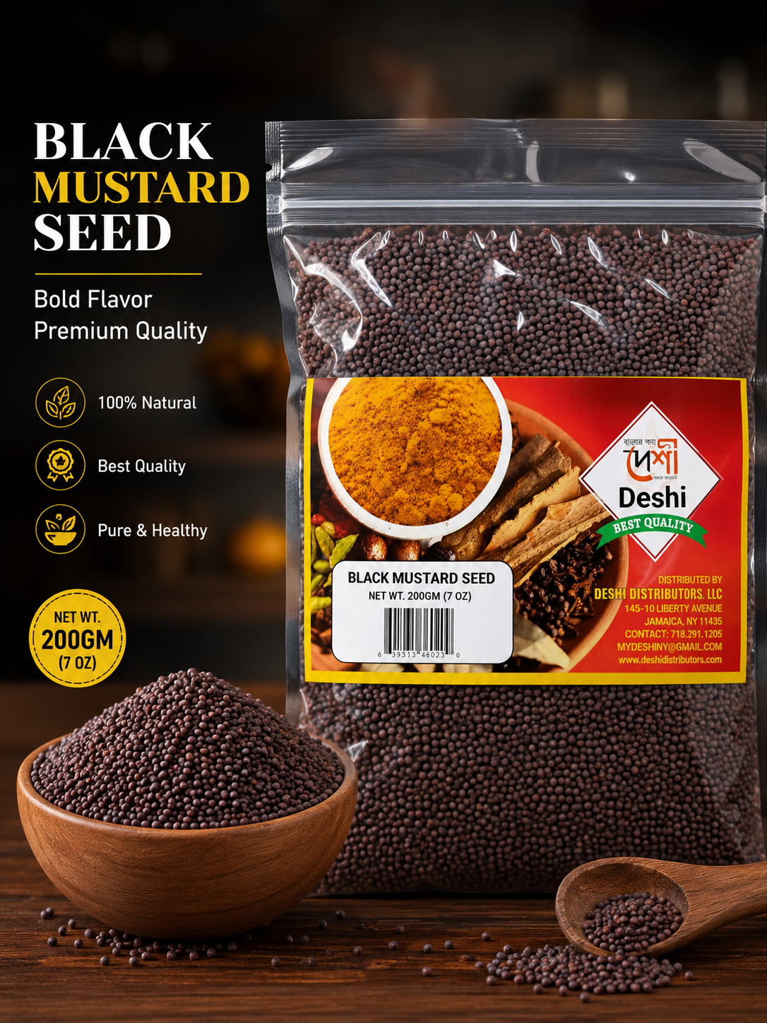 Deshi Black Mustard Seed - 200 gm -NYC