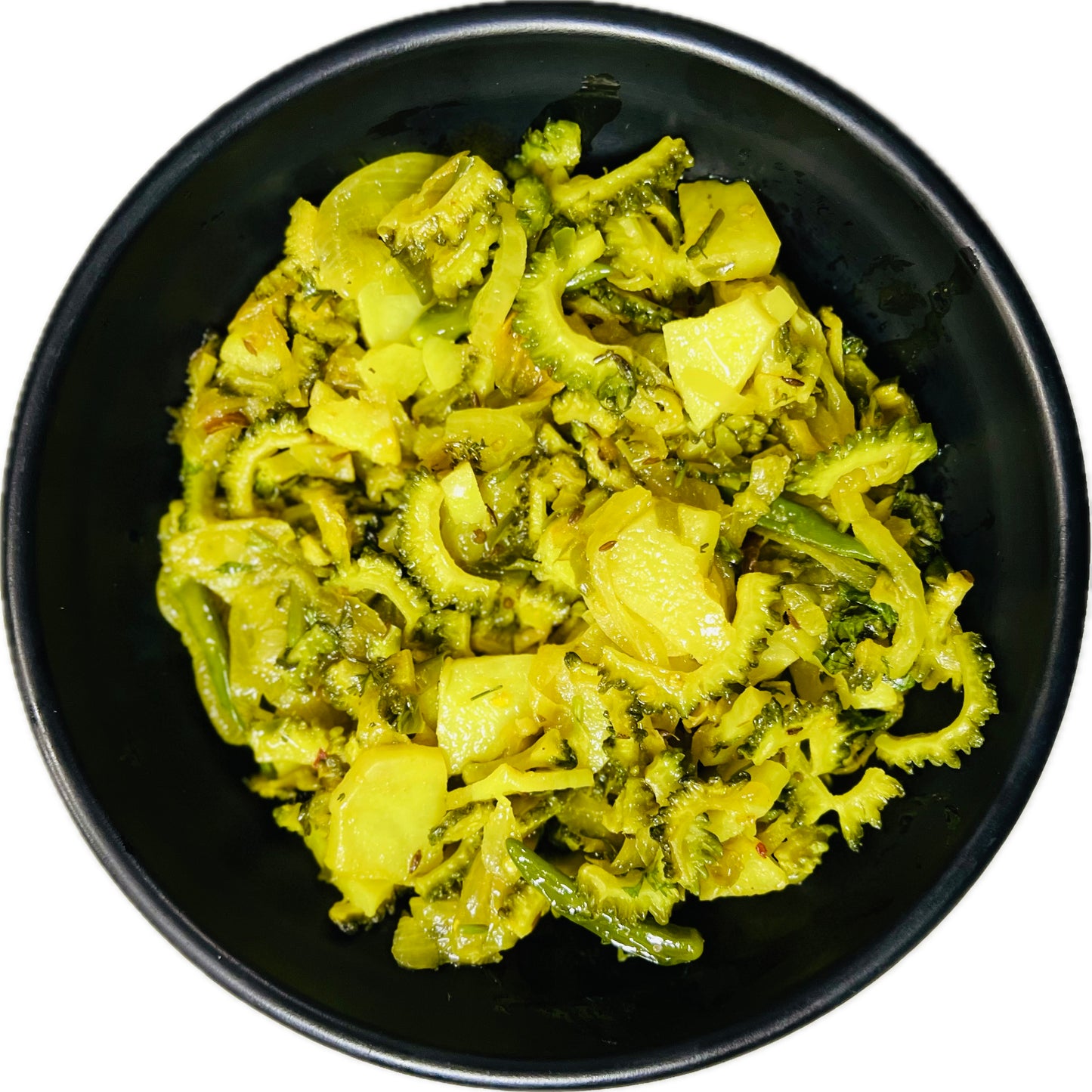 Karela (bitter gourd) with potato (3-4 servings)