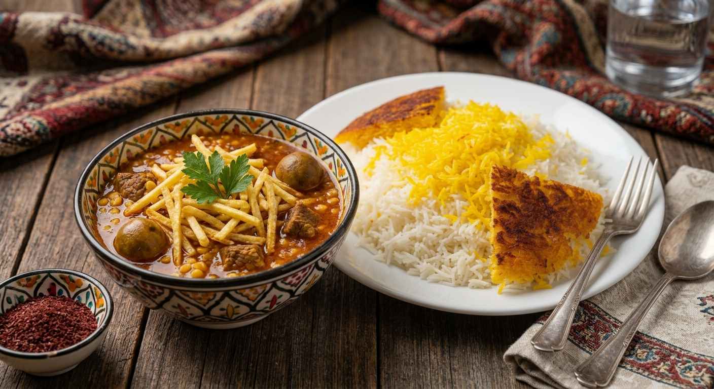 Gheymeh (Persian Split Pea & Beef Stew) with Persian Rice