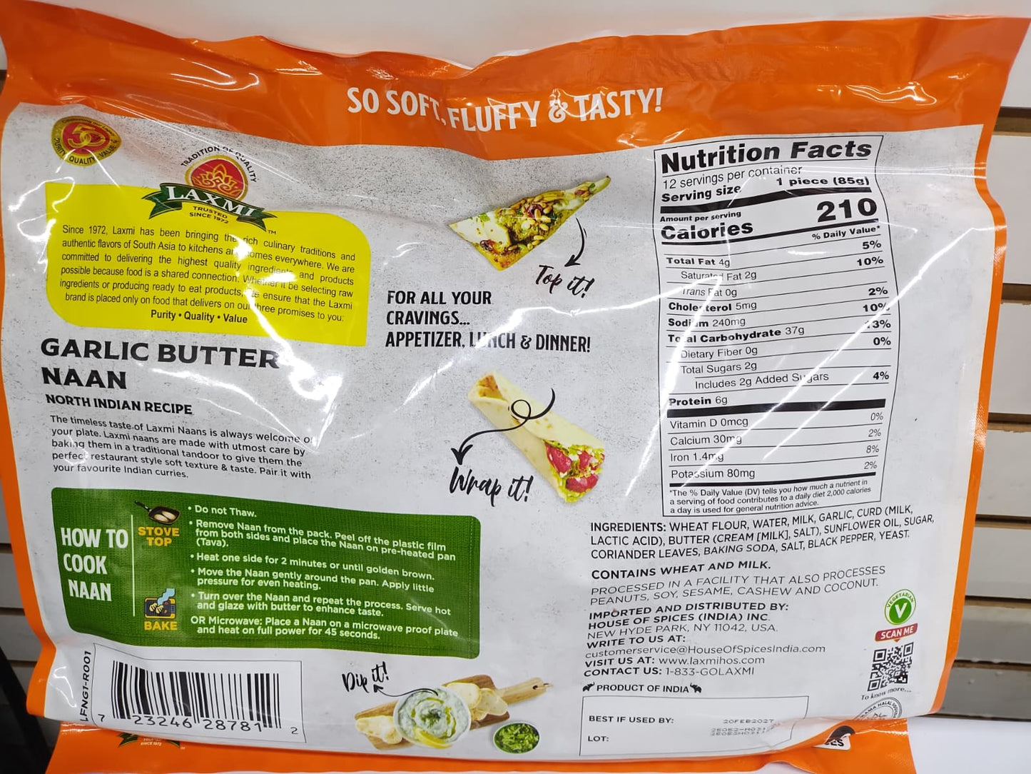 Laxmi Garlic Butter Naan (Frozen)-12pc-2.25 lb