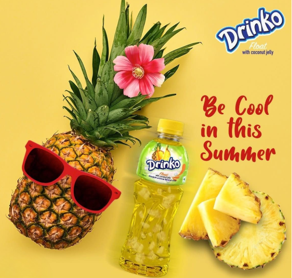 Drinko Float With Nata De Coco( Pineapple Flavour) – 330ml -NYC