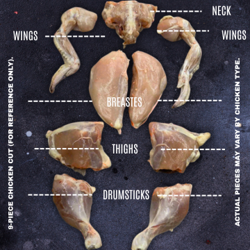 Whole Live hard chicken (3.3 - 3.6 lb) (clean and cut)