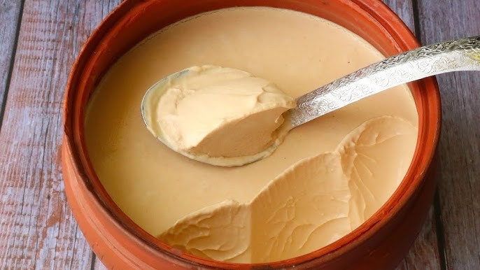 sweet yogurt in a clay bowl