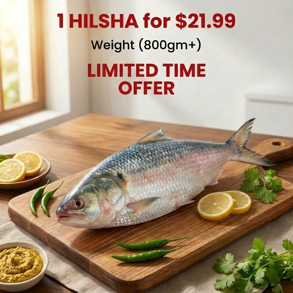 1 Hilsha for $21.99– Hilsha (Ilish) Fish (1 pc)-800gm+