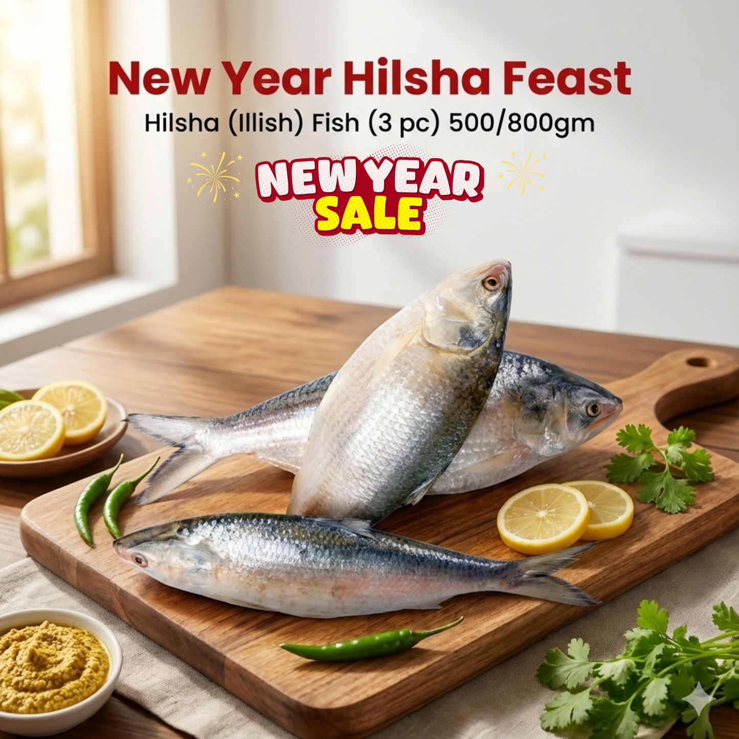 New Year Hilsha Feast –Hilsha (Illish) Fish (3 pc)  500/800gm