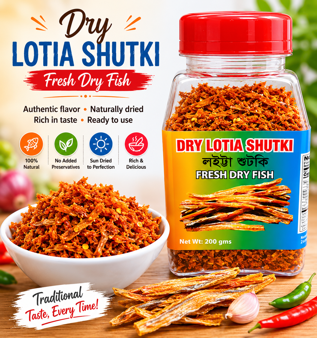 Amina Dry Lotia Shutki (Jar)- 200gm
