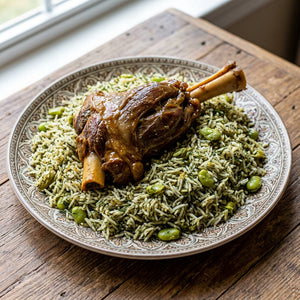 Baghali Polo with Lamb Shank