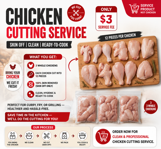 Chicken Cutting Service (Skin OFF) – 12 Pieces Cut for $3