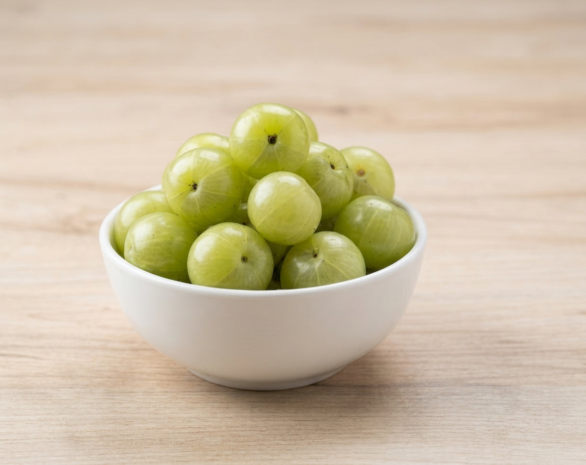 Fresh Amla in a white bowl