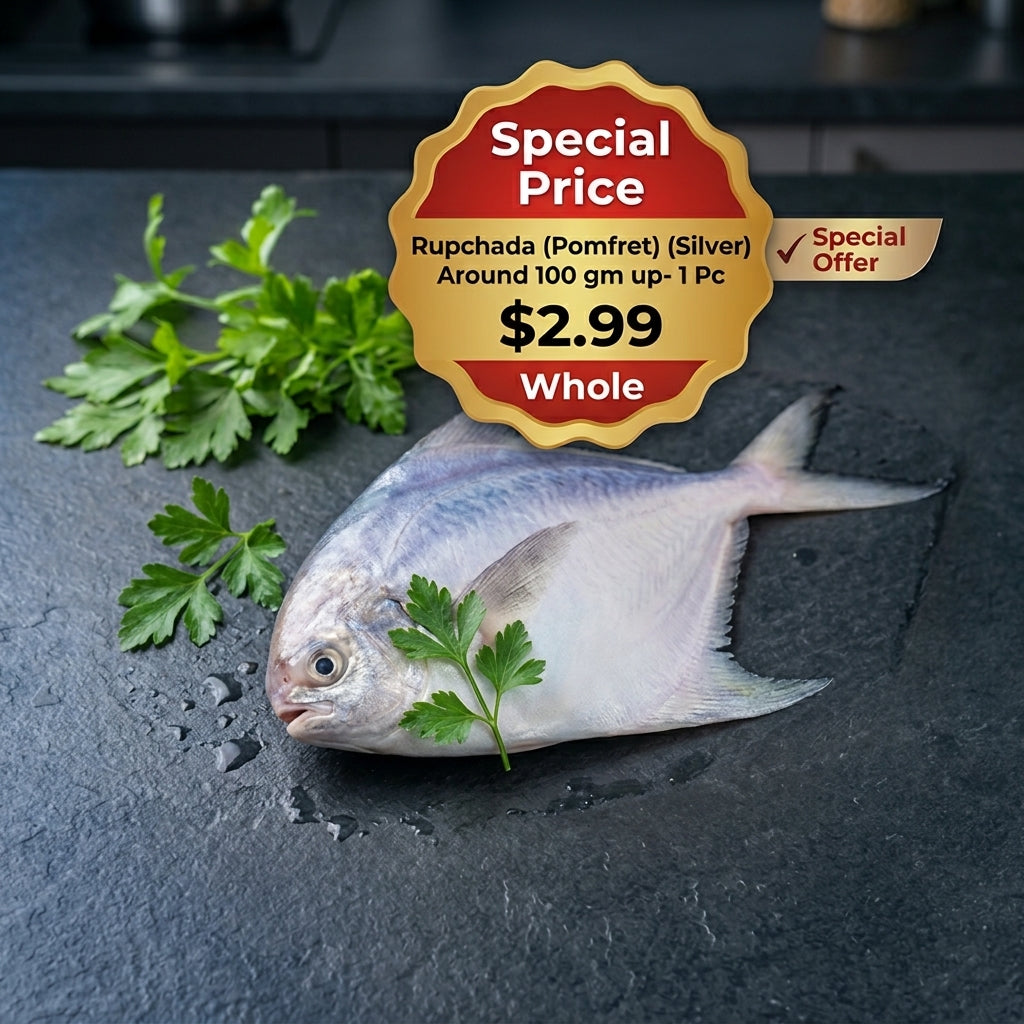 🔥🔥🔥Rupchada (pomfret) (silver) 100 gm up- 1 Pc @ $2.99🔥🔥🔥