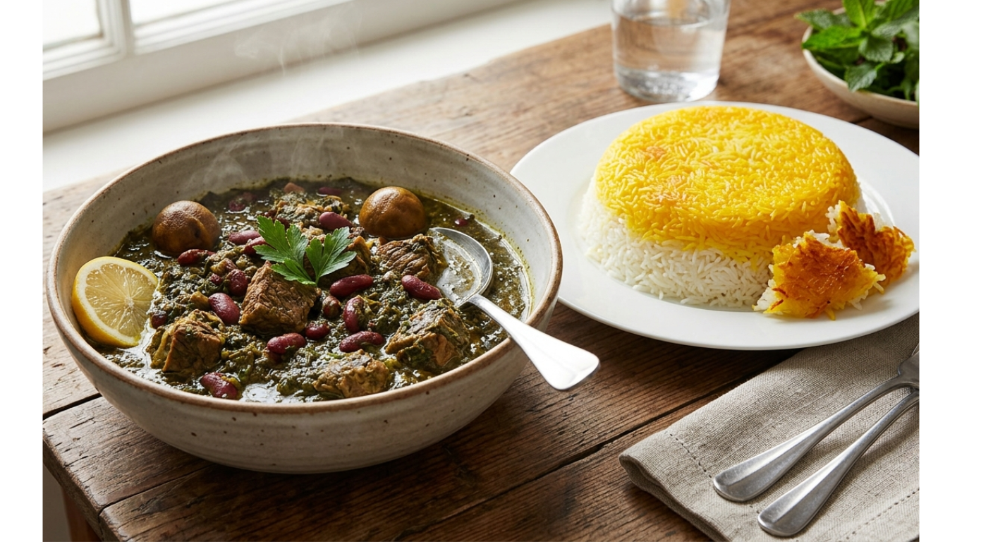 Ghormeh Sabzi with Persian Rice