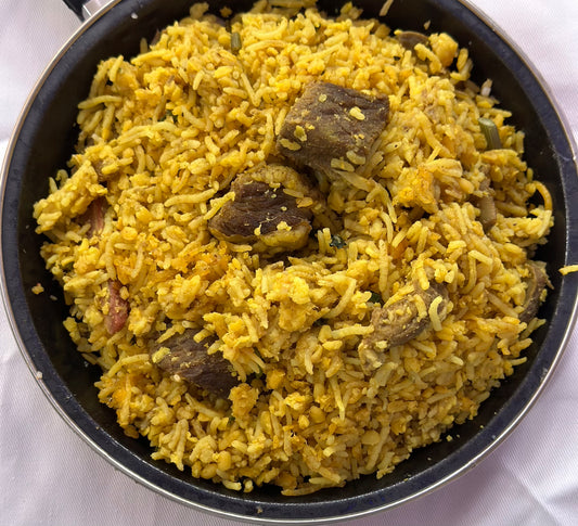 Khichuri with small portion of beef