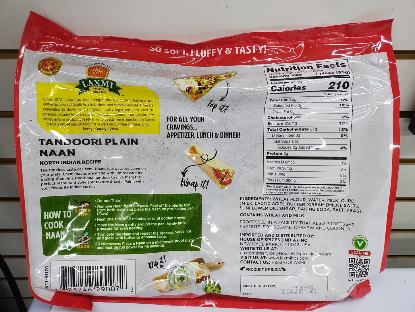 Laxmi Tandoori Plain Naan(Frozen)-16PC-3 lb