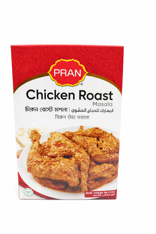 Pran Chicken Roast Masala packaging on a white background