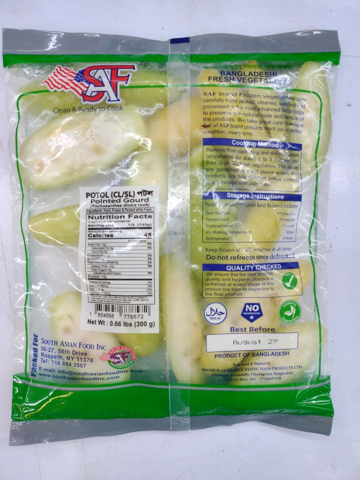 SAF Bangladeshi Frozen Potol (Sliced & Skinless)-300gm