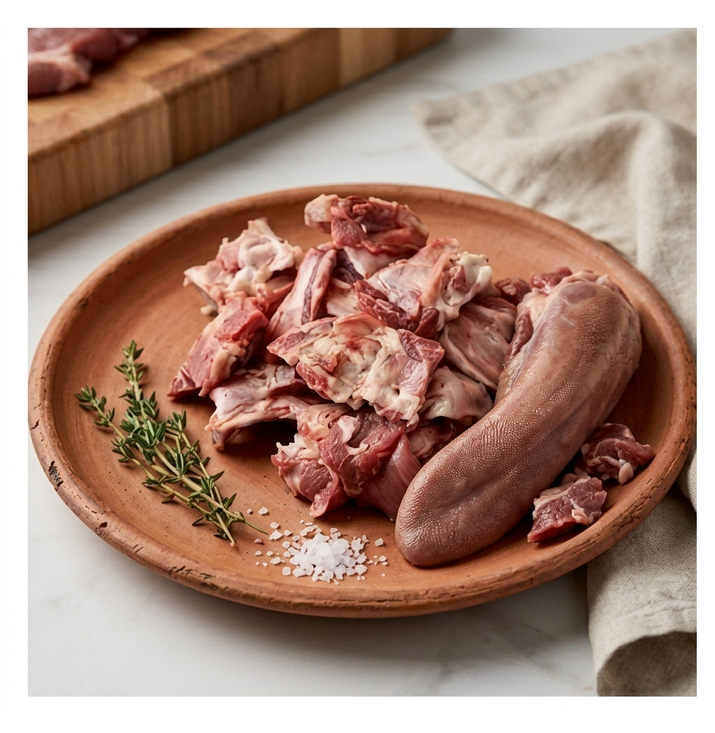 goat head meat and bone with tongue
