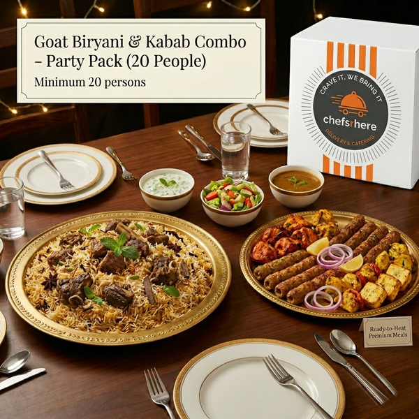 Goat Biryani & Kabab Combo – Party Pack (20 People)
