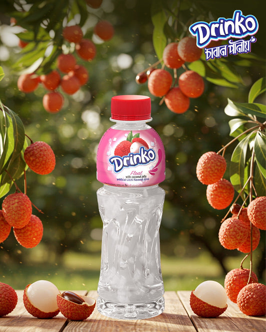Drinko Float With Nata De Coco( Litchi Flavour) – 250ml -NYC